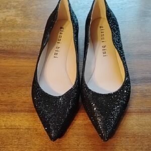 9w Gianni Bini Sparkling Black Flat Shoes